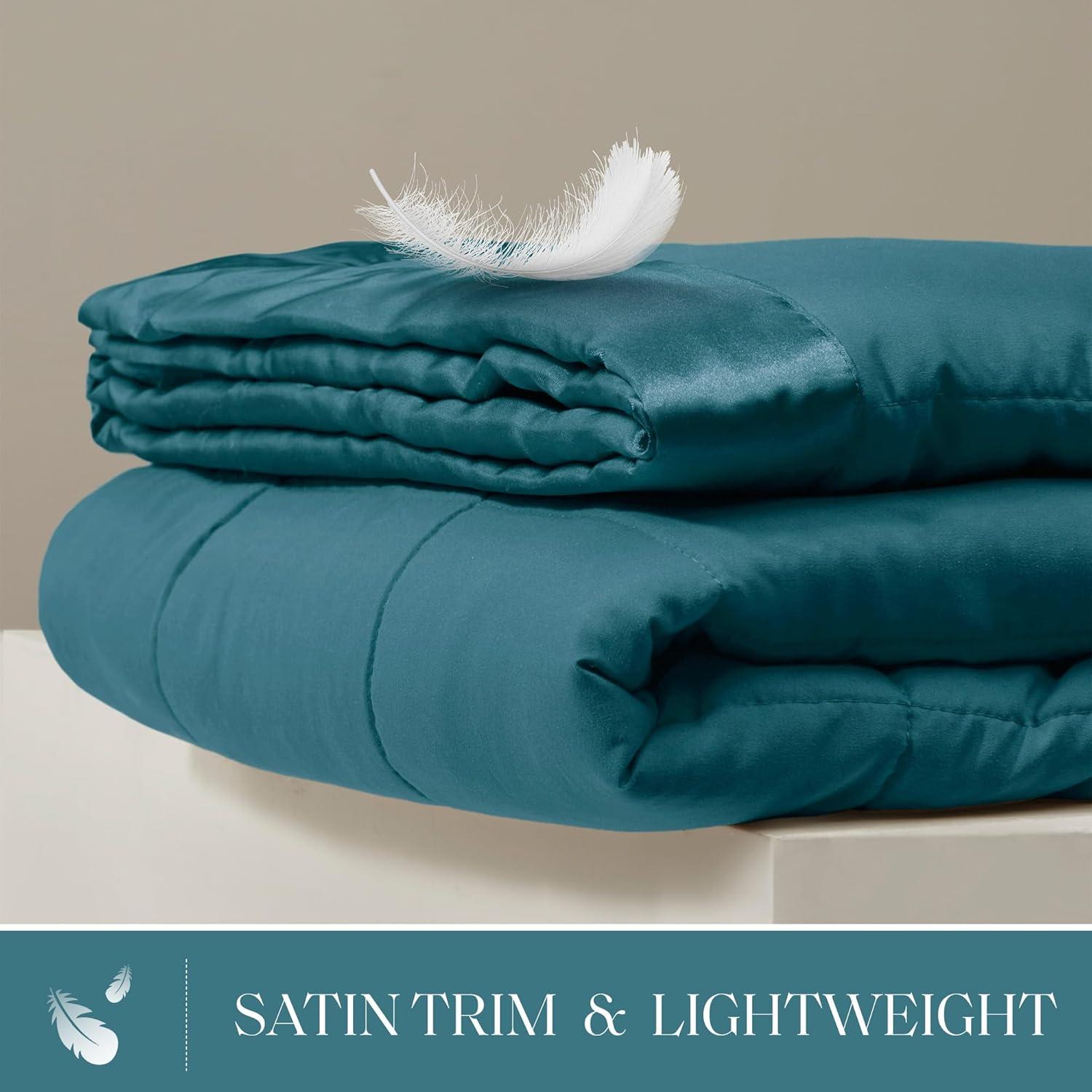 imageMadison Park Twin Blanket Quilted Microfiber Satin Binding 3M Scotchgard Moisture Wicking Treatment Soft and Lightweight Summer Blanket for Couch Windom Twin OrangeSatin Trim Teal