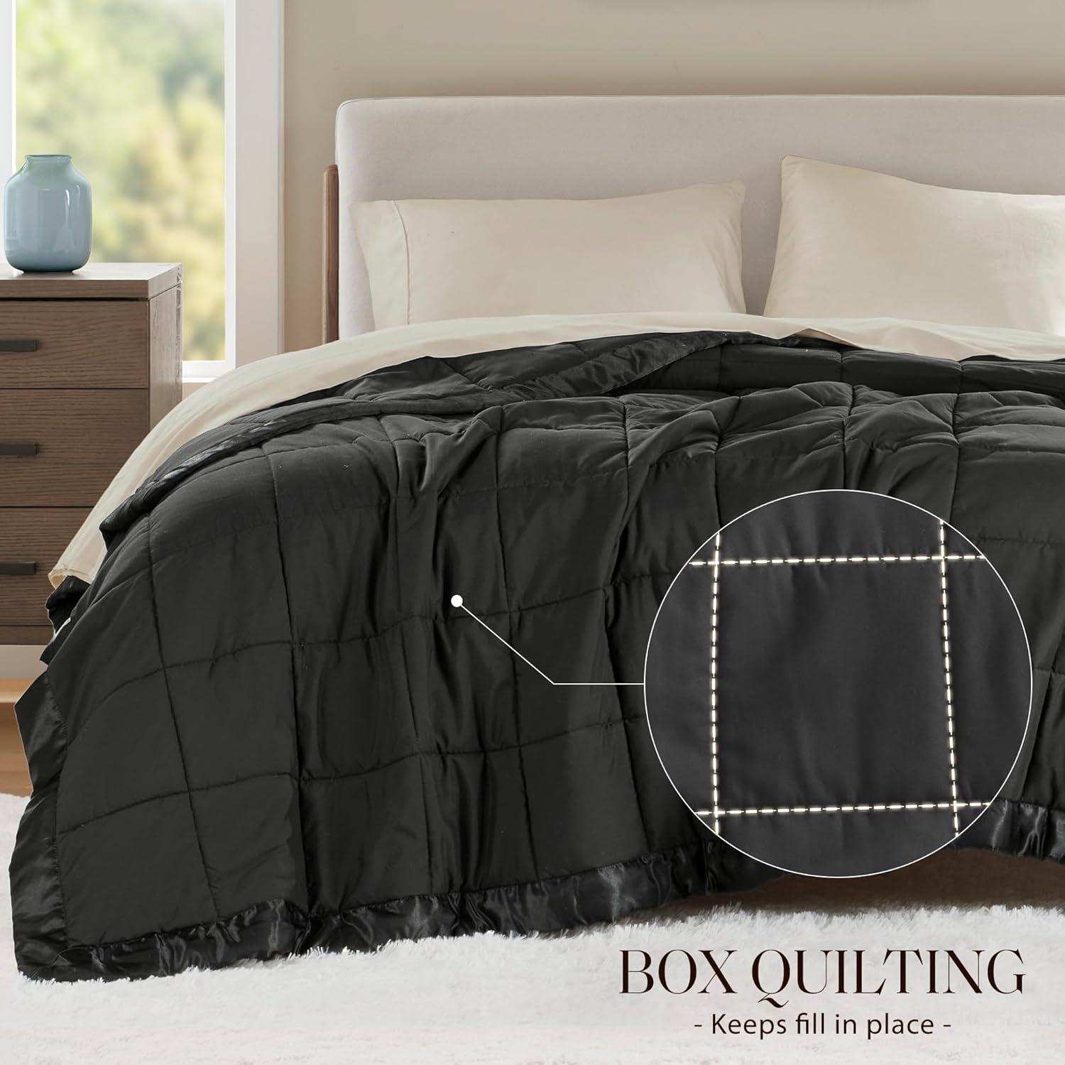imageMadison Park Twin Blanket Quilted Microfiber Satin Binding 3M Scotchgard Moisture Wicking Treatment Soft and Lightweight Summer Blanket for Couch Windom Twin OrangeBlack