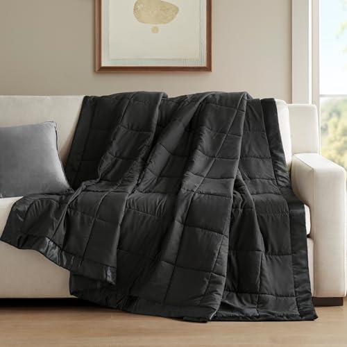imageMadison Park Twin Blanket Quilted Microfiber Satin Binding 3M Scotchgard Moisture Wicking Treatment Soft and Lightweight Summer Blanket for Couch Windom Twin OrangeBlack