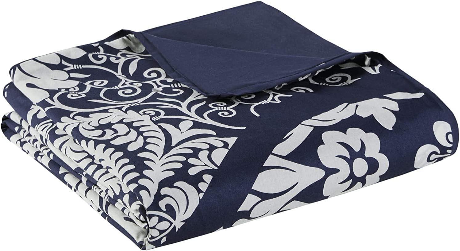 imageMadison Park Vienna Cotton Poly Blend Duvet Set Classic Traditional Design Cozy All Season Comforter Cover Matching Shams Decorative Pillows Vienna FullQueen90quotx90quot Indigo 6 PieceIndigoWhite