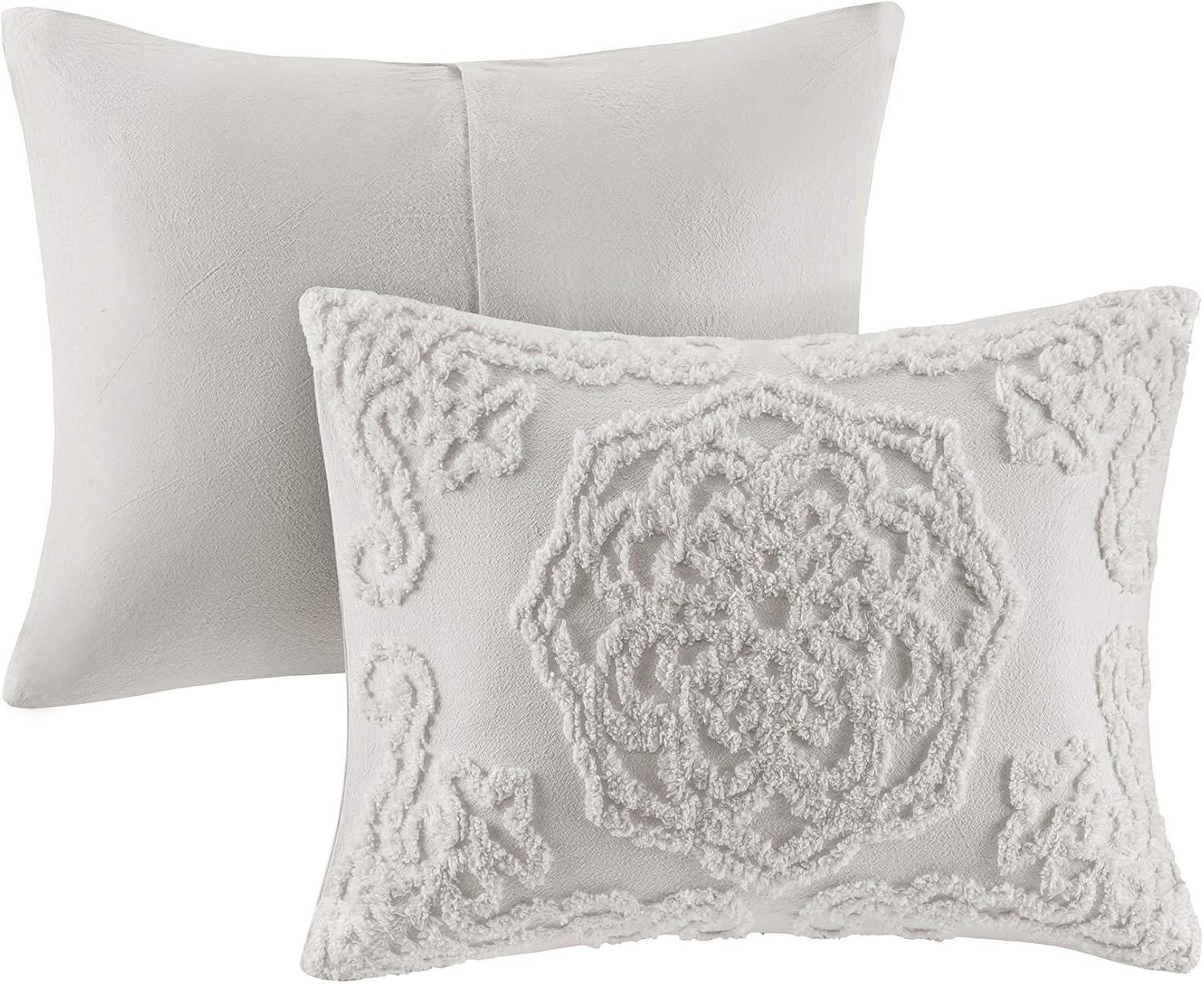 imageMadison Park Violette 100 Chenille Cotton Tufted Duvet Boho Medallion Design Modern Luxe All Season Comforter Cover Bed Set with Matching Shams FullQueen90quotx90quot IvoryTaupe 3 PieceLaetitia Grey