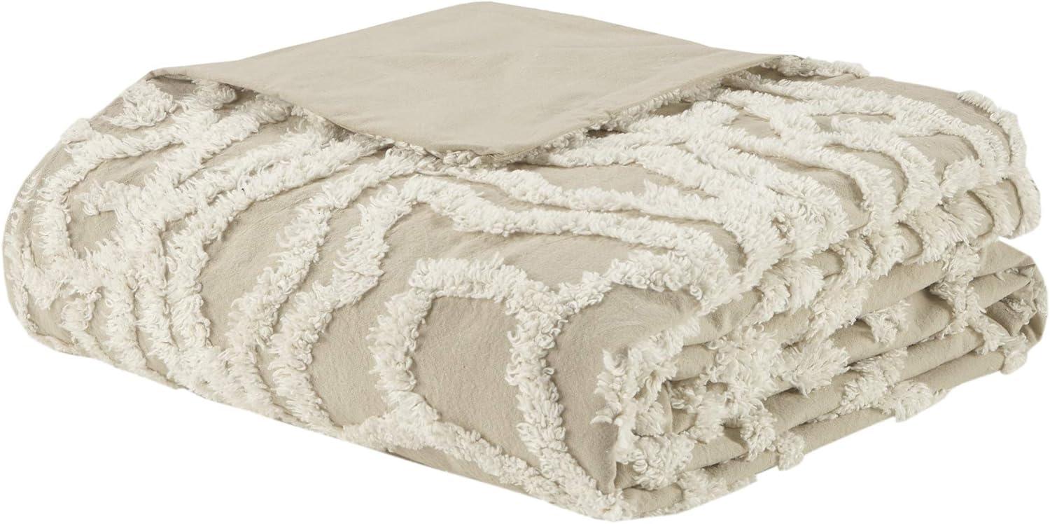 imageMadison Park Violette 100 Chenille Cotton Tufted Duvet Boho Medallion Design Modern Luxe All Season Comforter Cover Bed Set with Matching Shams FullQueen90quotx90quot IvoryTaupe 3 PieceLaetitia Taupe