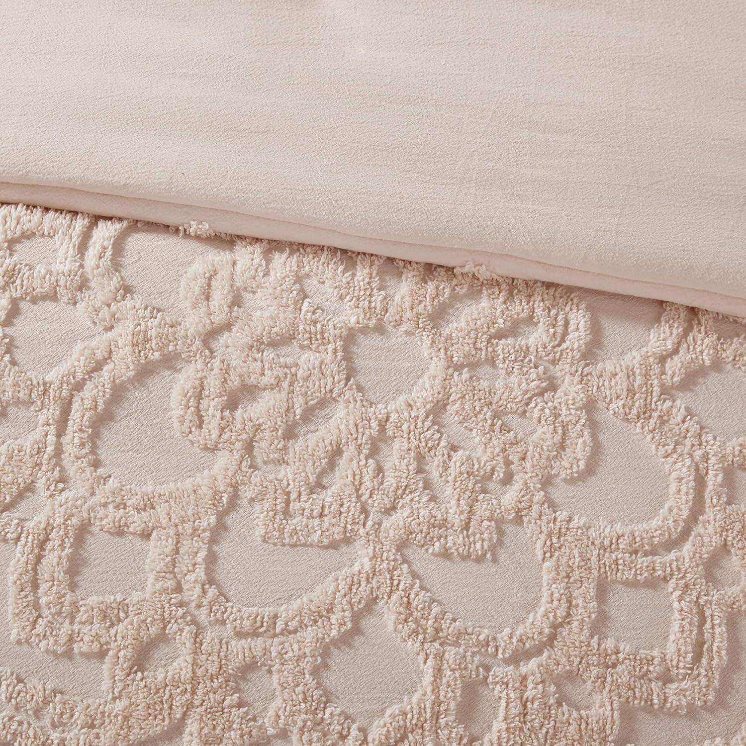 imageMadison Park Violette 100 Chenille Cotton Tufted Duvet Boho Medallion Design Modern Luxe All Season Comforter Cover Bed Set with Matching Shams FullQueen90quotx90quot IvoryTaupe 3 PieceLaetitia Blush
