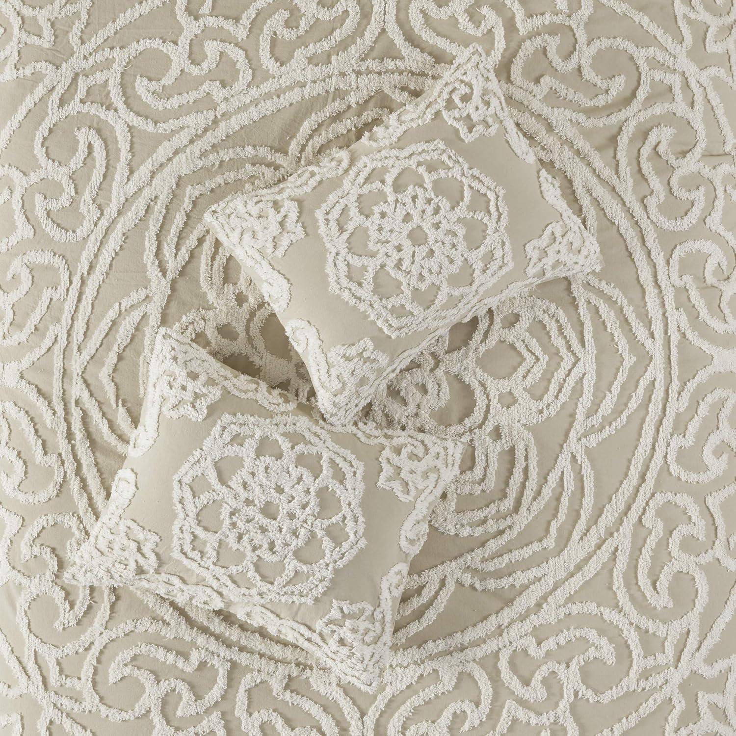 imageMadison Park Violette 100 Chenille Cotton Tufted Duvet Boho Medallion Design Modern Luxe All Season Comforter Cover Bed Set with Matching Shams FullQueen90quotx90quot IvoryTaupe 3 PieceLaetitia Taupe