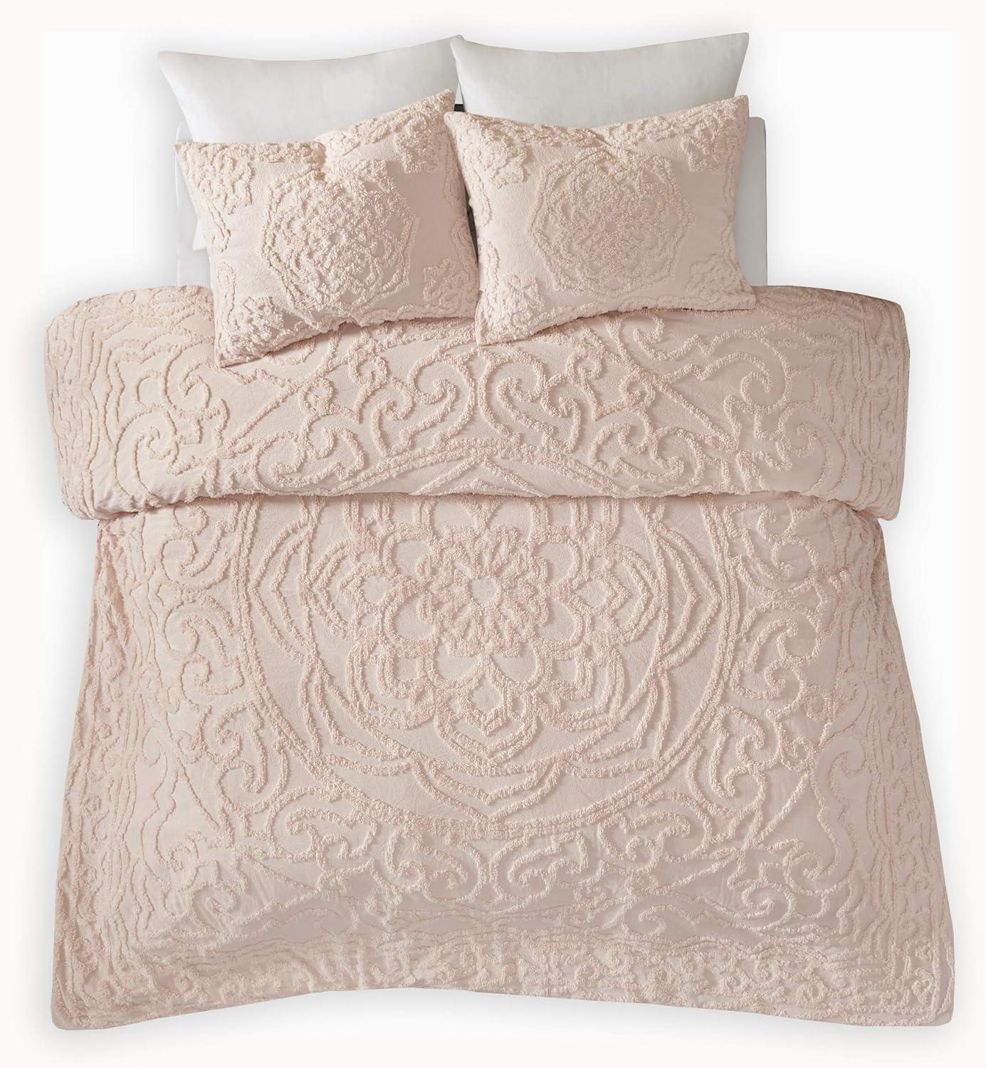 imageMadison Park Violette 100 Chenille Cotton Tufted Duvet Boho Medallion Design Modern Luxe All Season Comforter Cover Bed Set with Matching Shams FullQueen90quotx90quot IvoryTaupe 3 PieceLaetitia Blush