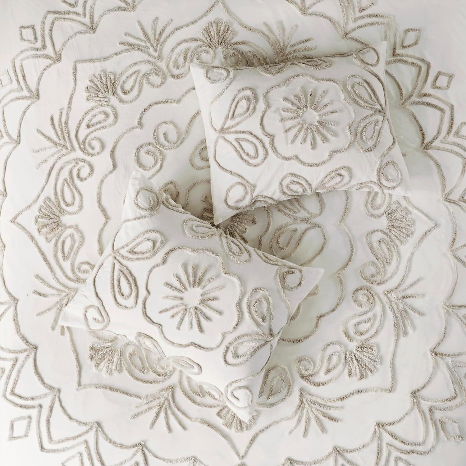 imageMadison Park Violette 100 Chenille Cotton Tufted Duvet Boho Medallion Design Modern Luxe All Season Comforter Cover Bed Set with Matching Shams FullQueen90quotx90quot IvoryTaupe 3 PieceViolette IvoryTaupe