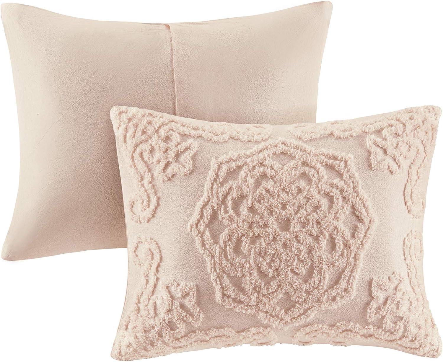 imageMadison Park Violette 100 Chenille Cotton Tufted Duvet Boho Medallion Design Modern Luxe All Season Comforter Cover Bed Set with Matching Shams FullQueen90quotx90quot IvoryTaupe 3 PieceLaetitia Blush