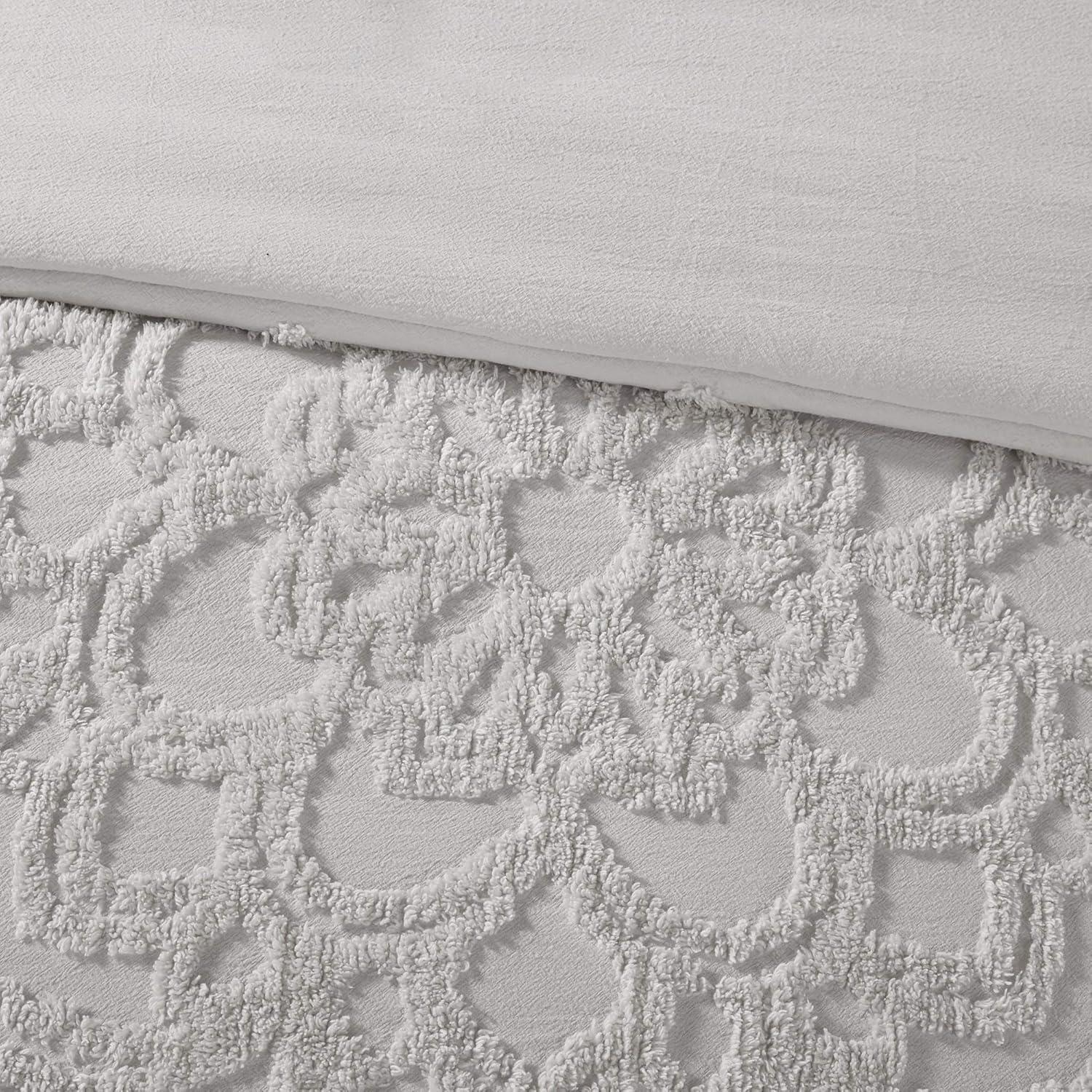 imageMadison Park Violette 100 Chenille Cotton Tufted Duvet Boho Medallion Design Modern Luxe All Season Comforter Cover Bed Set with Matching Shams FullQueen90quotx90quot IvoryTaupe 3 PieceLaetitia Grey