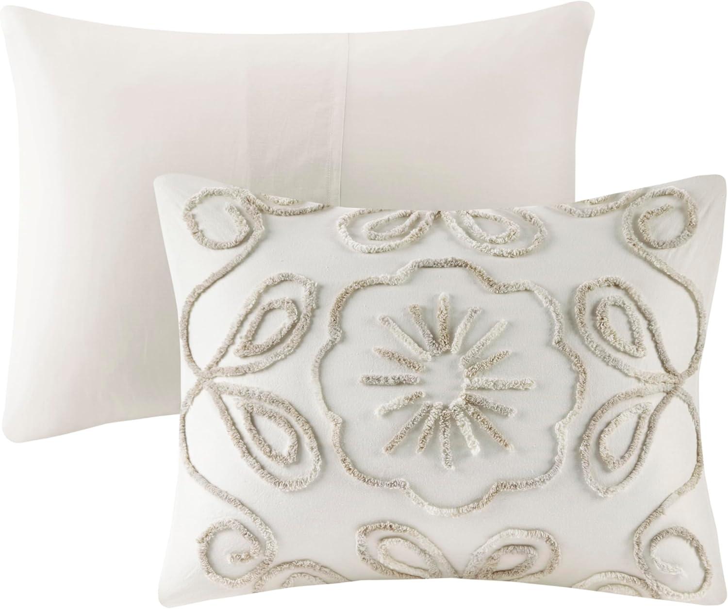 imageMadison Park Violette 100 Chenille Cotton Tufted Duvet Boho Medallion Design Modern Luxe All Season Comforter Cover Bed Set with Matching Shams FullQueen90quotx90quot IvoryTaupe 3 PieceViolette IvoryTaupe