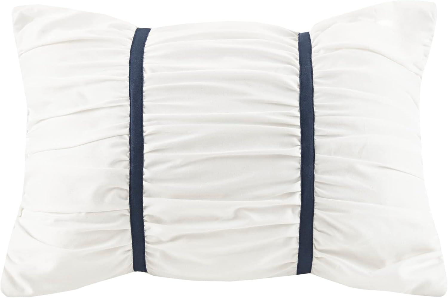 imageMadison Park Zennia Farmhouse Comforter Set with ThrowBlanket Floral Print on Seersucker Textures All Season Bedding Matching Shams Toss Pillows KingCal King104quotx92quot Blue 7 PieceZennia Blue