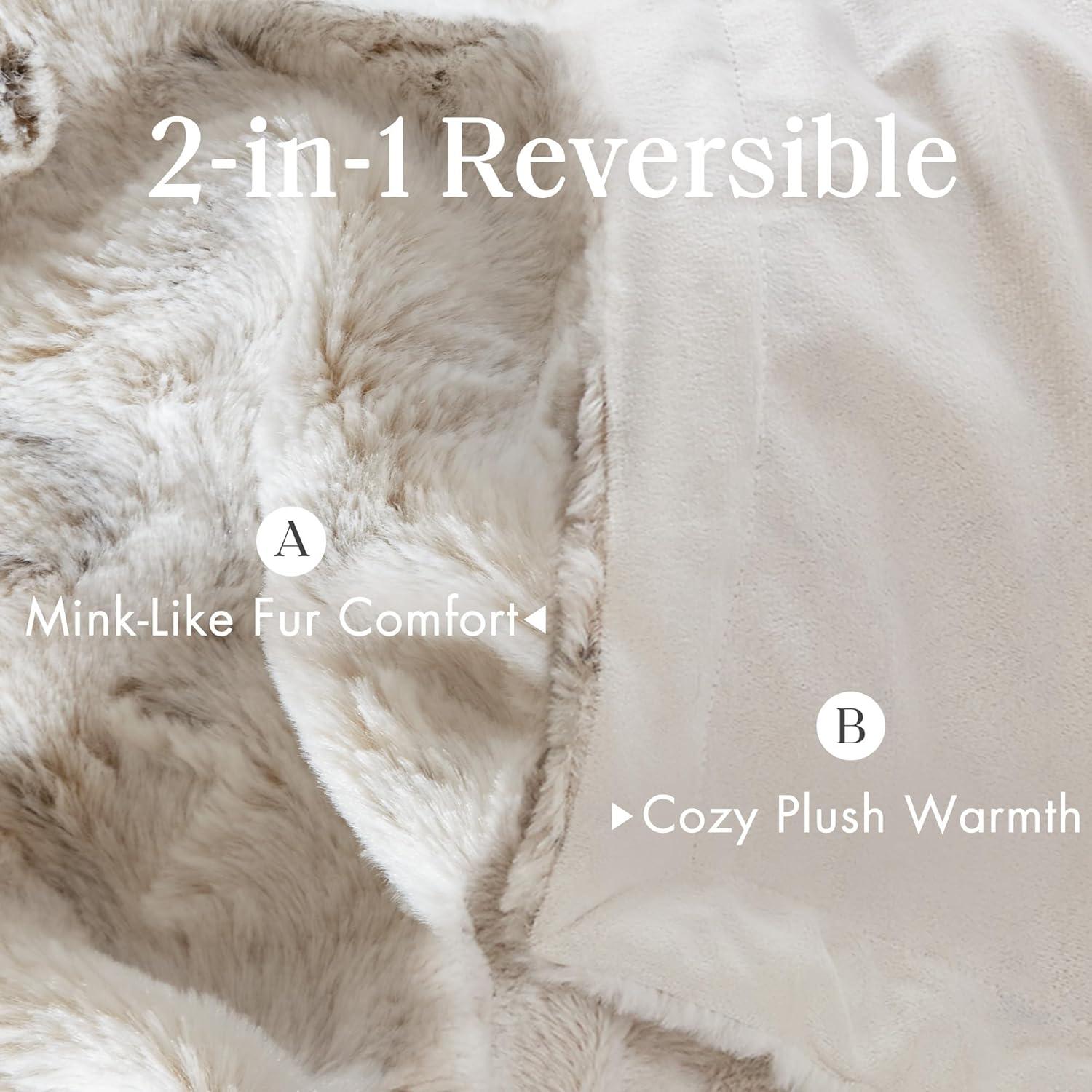imageMadison Park Zuri Soft Plush Luxury Oversized Faux Fur Throw Animal Stripes Design Faux Mink On The Reverse Modern All Seasons Blanket for Bed Sofa Couch Office Sand 60x70quotSnow Leopard