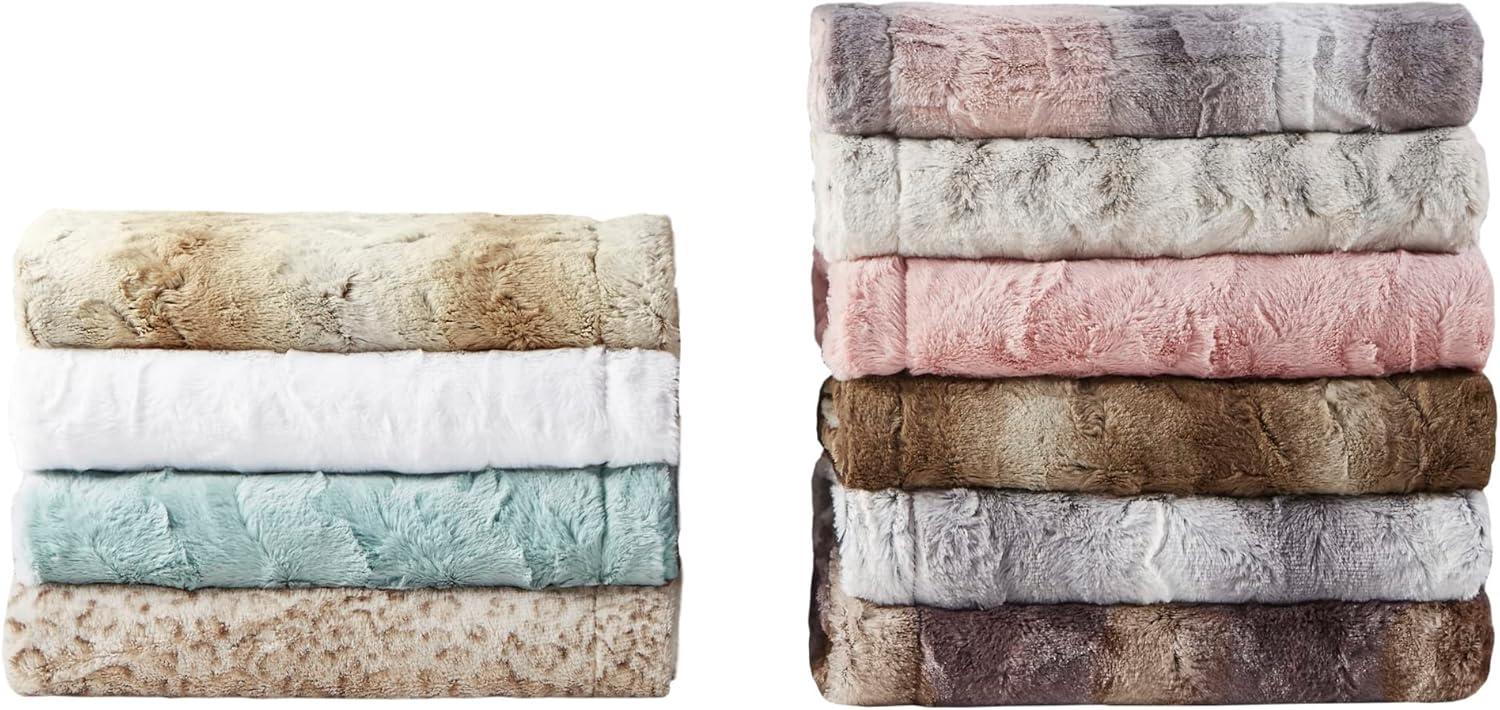 imageMadison Park Zuri Soft Plush Luxury Oversized Faux Fur Throw Animal Stripes Design Faux Mink On The Reverse Modern All Seasons Blanket for Bed Sofa Couch Office Sand 60x70quotTan