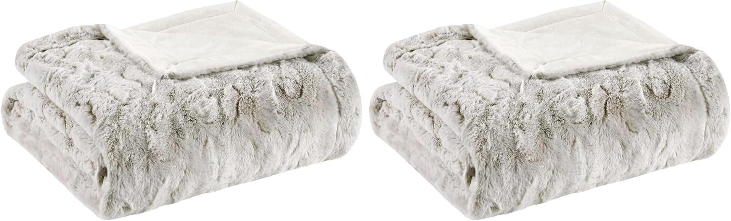 imageMadison Park Zuri Soft Plush Luxury Oversized Faux Fur Throw Animal Stripes Design Faux Mink On The Reverse Modern All Seasons Blanket for Bed Sofa Couch Office Sand 60x70quotSnow Leopard