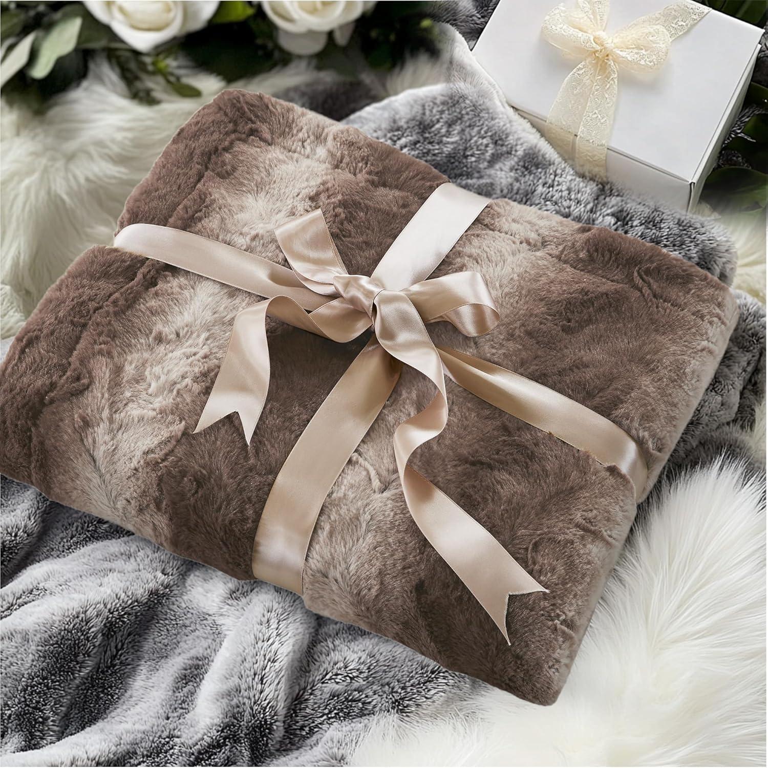 imageMadison Park Zuri Soft Plush Luxury Oversized Faux Fur Throw Animal Stripes Design Faux Mink On The Reverse Modern All Seasons Blanket for Bed Sofa Couch Office Sand 60x70quotBrown