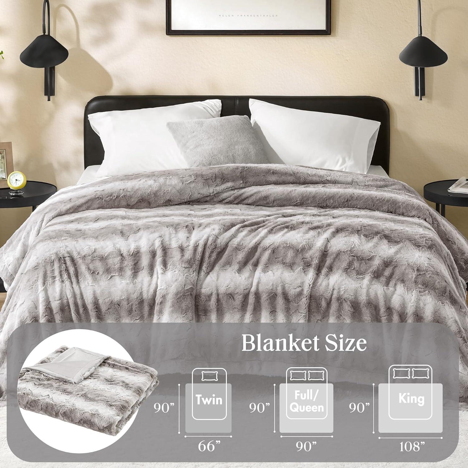 imageMadison Park Zuri Soft Plush Luxury Oversized Faux Fur Throw Animal Stripes Design Faux Mink On The Reverse Modern All Seasons Blanket for Bed Sofa Couch Office Sand 60x70quotGrey