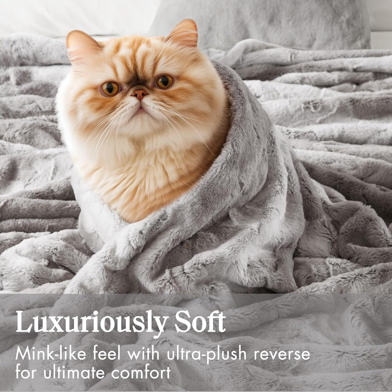 imageMadison Park Zuri Soft Plush Luxury Oversized Faux Fur Throw Animal Stripes Design Faux Mink On The Reverse Modern All Seasons Blanket for Bed Sofa Couch Office Sand 60x70quotGrey