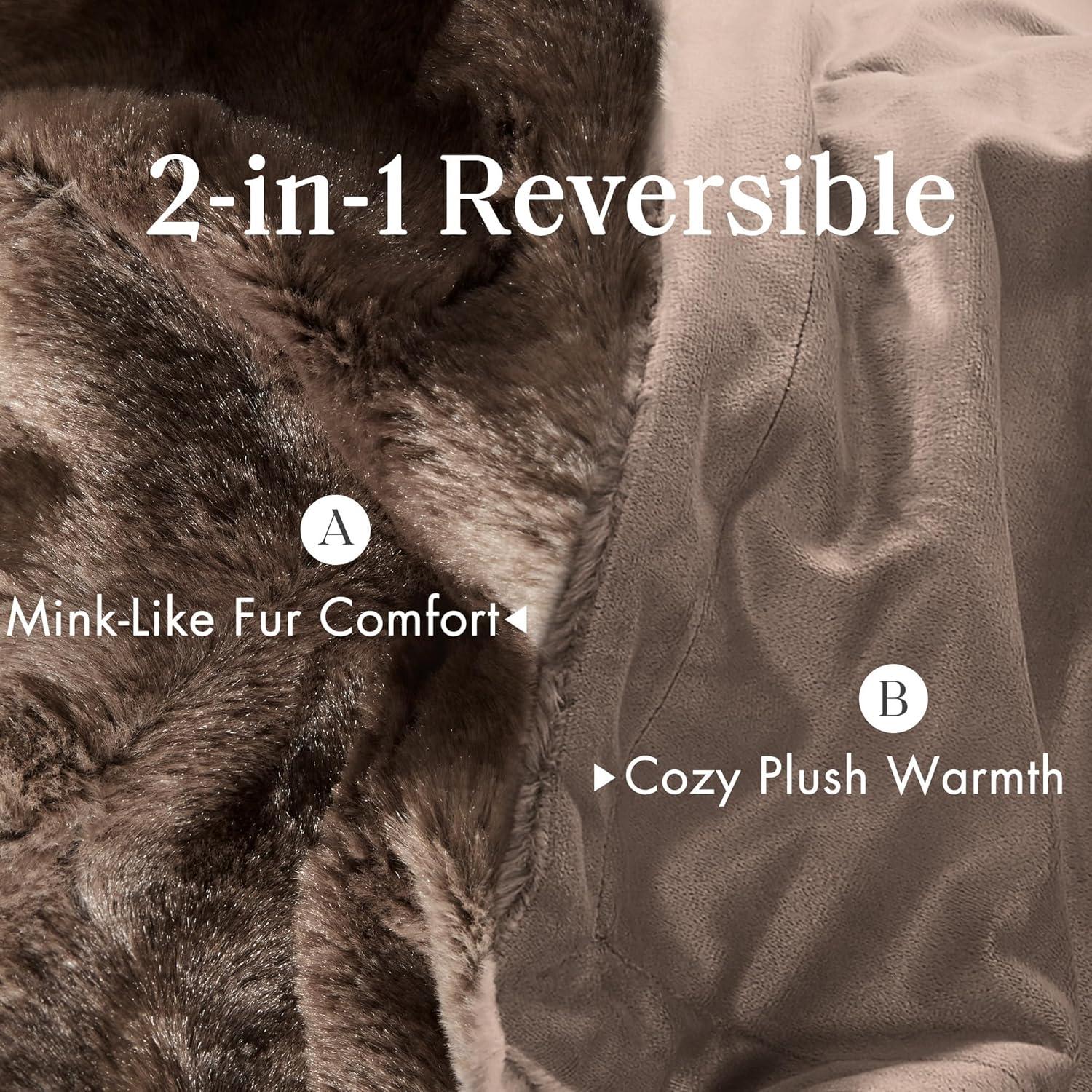 imageMadison Park Zuri Soft Plush Luxury Oversized Faux Fur Throw Animal Stripes Design Faux Mink On The Reverse Modern All Seasons Blanket for Bed Sofa Couch Office Sand 60x70quotBrown