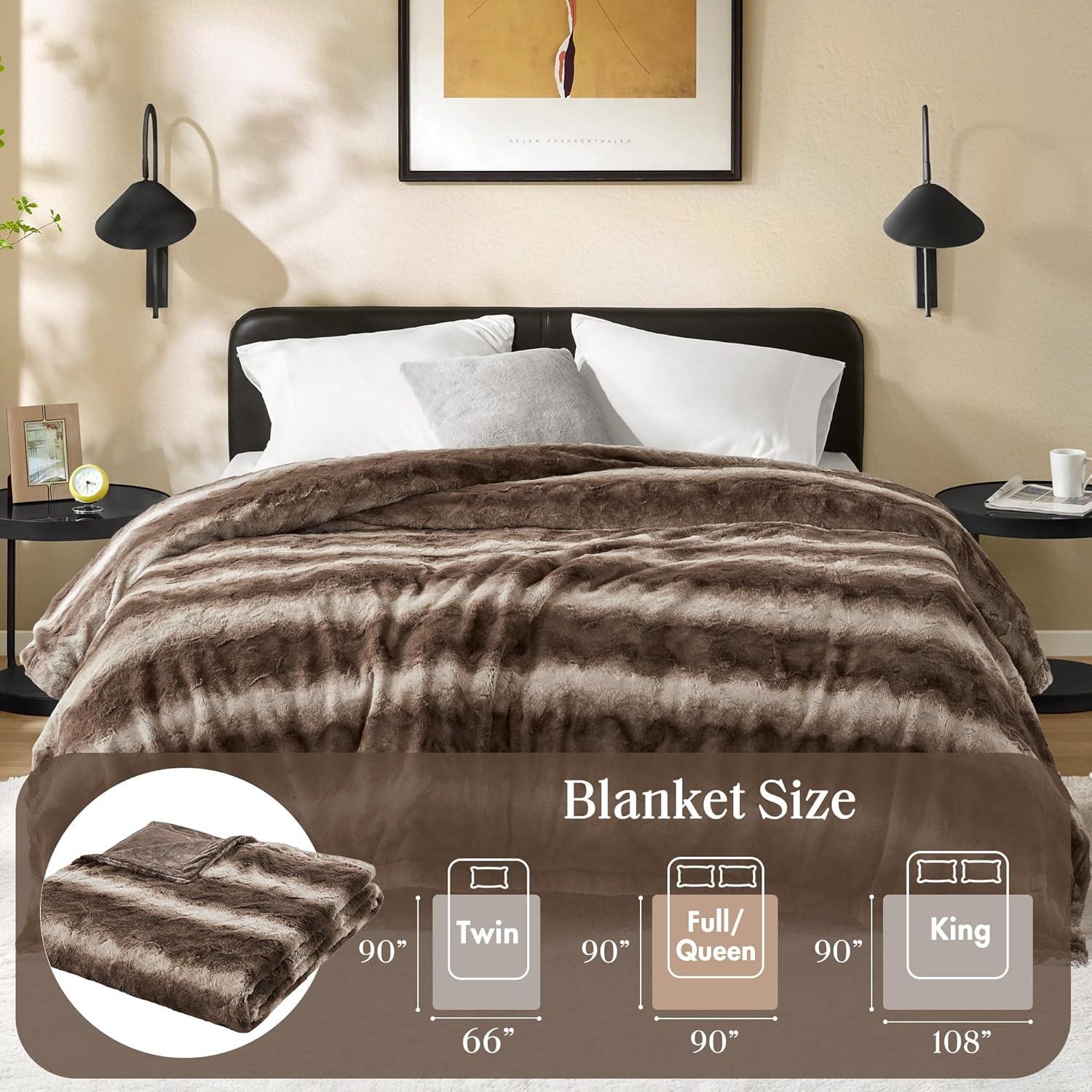 imageMadison Park Zuri Soft Plush Luxury Oversized Faux Fur Throw Animal Stripes Design Faux Mink On The Reverse Modern All Seasons Blanket for Bed Sofa Couch Office Sand 60x70quotBrown