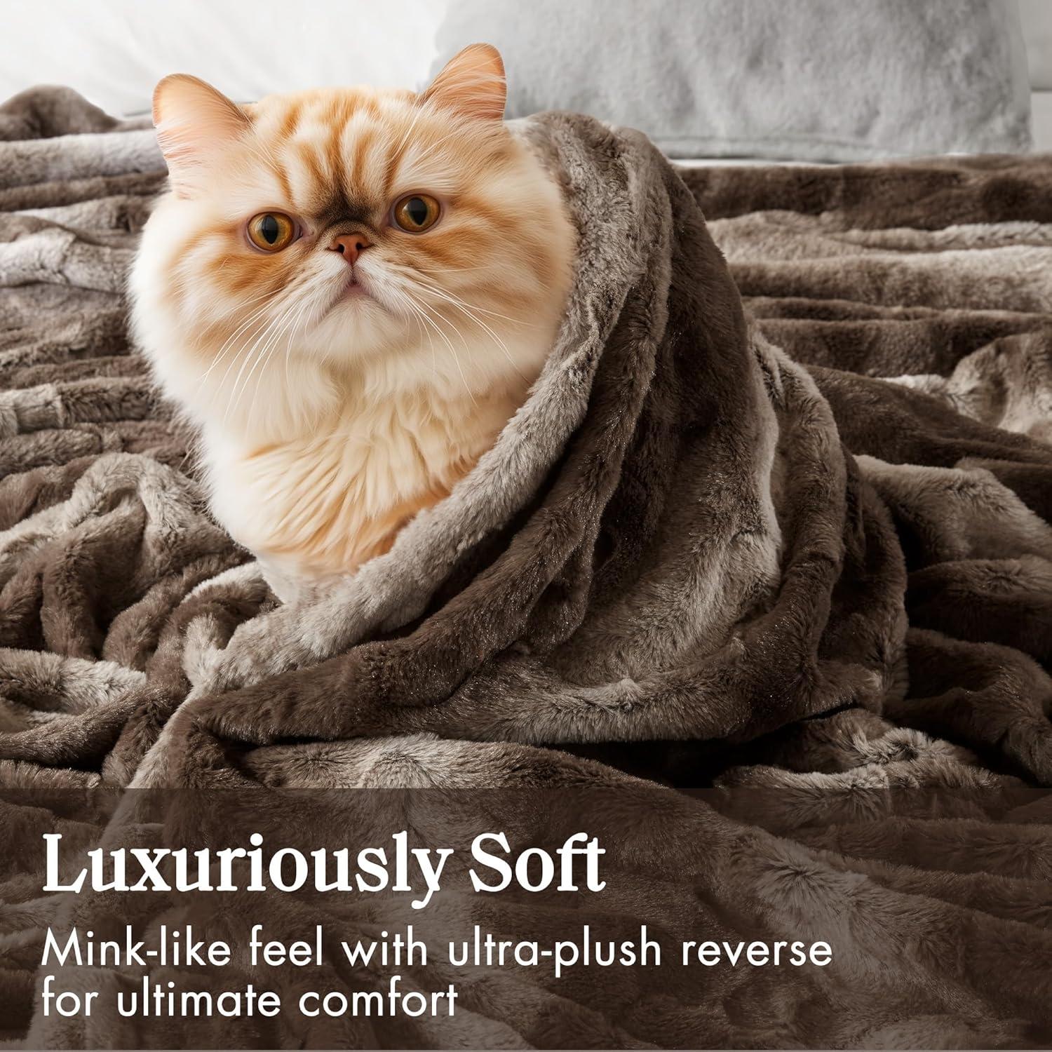 imageMadison Park Zuri Soft Plush Luxury Oversized Faux Fur Throw Animal Stripes Design Faux Mink On The Reverse Modern All Seasons Blanket for Bed Sofa Couch Office Sand 60x70quotBrown