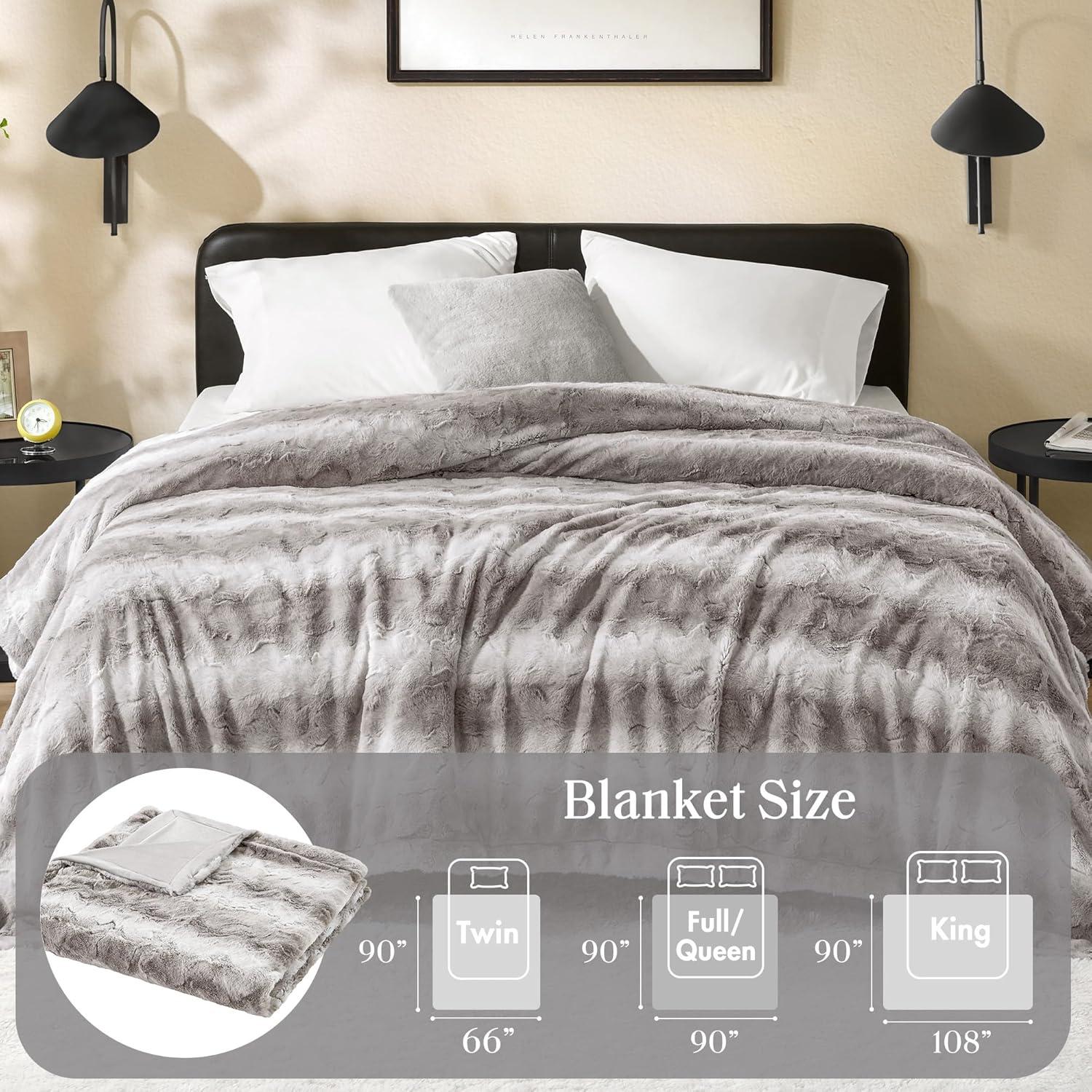 imageMadison Park Zuri Soft Plush Luxury Oversized Faux Fur Throw Animal Stripes Design Faux Mink On The Reverse Modern All Seasons Blanket for Bed Sofa Couch Office Sand 60x70quotGrey