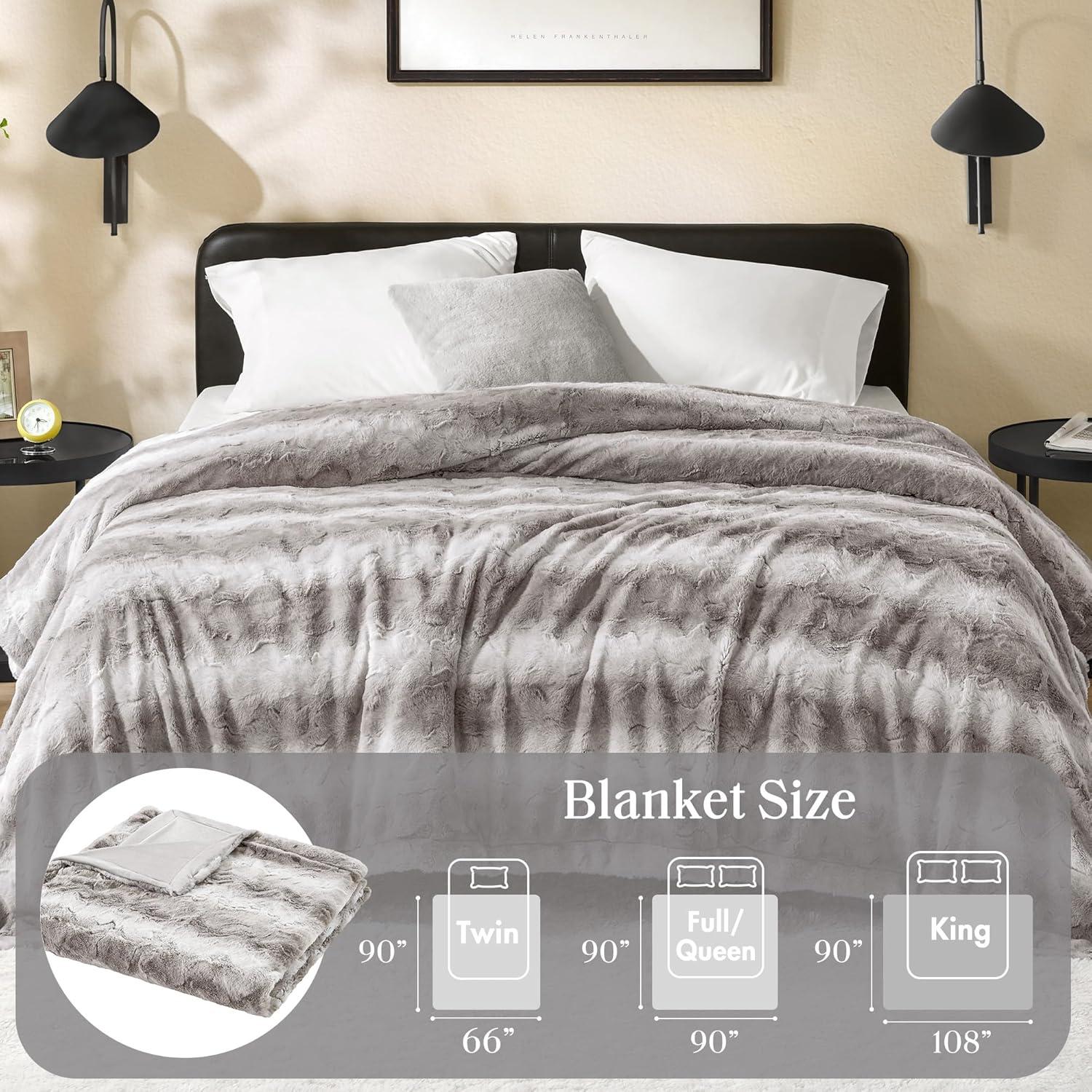 imageMadison Park Zuri Soft Plush Luxury Oversized Faux Fur Throw Animal Stripes Design Faux Mink On The Reverse Modern All Seasons Blanket for Bed Sofa Couch Office Sand 60x70quotGrey
