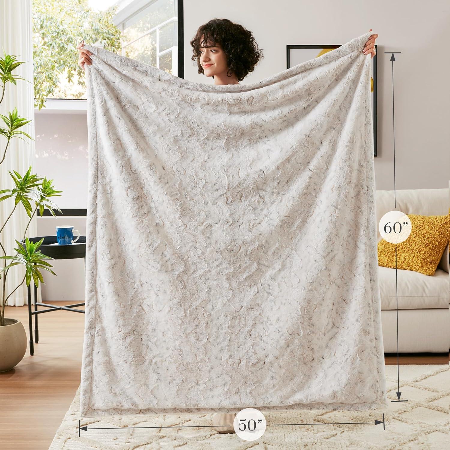 imageMadison Park Zuri Soft Plush Luxury Oversized Faux Fur Throw Animal Stripes Design Faux Mink On The Reverse Modern All Seasons Blanket for Bed Sofa Couch Office Sand 60x70quotSnow Leopard