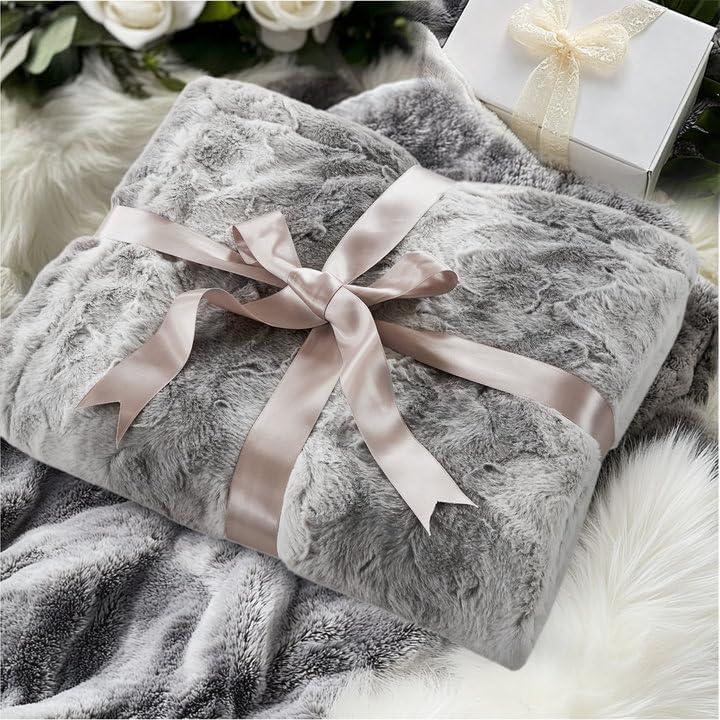 imageMadison Park Zuri Soft Plush Luxury Oversized Faux Fur Throw Animal Stripes Design Faux Mink On The Reverse Modern All Seasons Blanket for Bed Sofa Couch Office Sand 60x70quotGrey