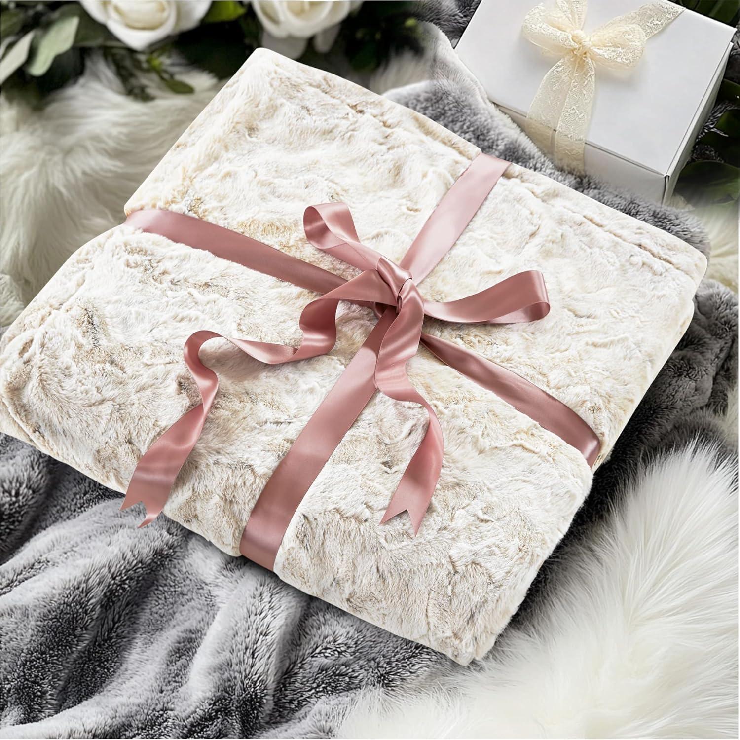 imageMadison Park Zuri Soft Plush Luxury Oversized Faux Fur Throw Animal Stripes Design Faux Mink On The Reverse Modern All Seasons Blanket for Bed Sofa Couch Office Sand 60x70quotSnow Leopard