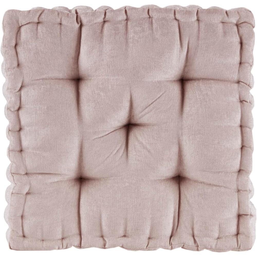 imageIntelligent Design Azza Floor Pillow Large Cushions Sitting for Adults Floor Pillow for Meditation or Yoga Lustrous Chenille Tufted with Scalloped Edges for BenchChair Cushion 20quotx20quotx5quot IvorySquare Blush