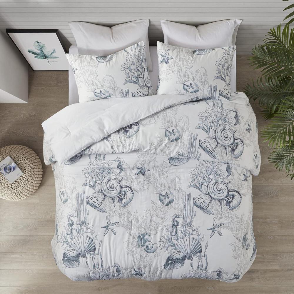 imageMadison Park 100 Cotton Comforter Set Coastal Coral Starfish Design All Season Down Alternative Cozy Bedding with Matching Shams Decorative Pillow Queen90quotx90quot Blue Cape Cod Navy 7pcsSeabed Blue 3 Pcs