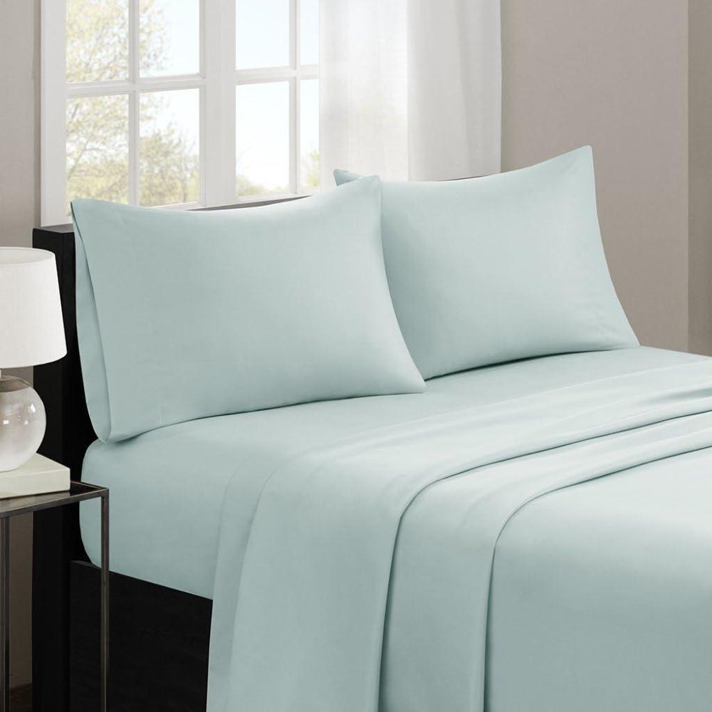imageMadison Park 3M Microcell Bed Sheet Set Color Fast Wrinkle and Stain Resistant Soft Sheets with 16quot Deep Pocket All Season Cozy BeddingSet Matching Pillow Case Cal King Grey 4 PieceSeafoam