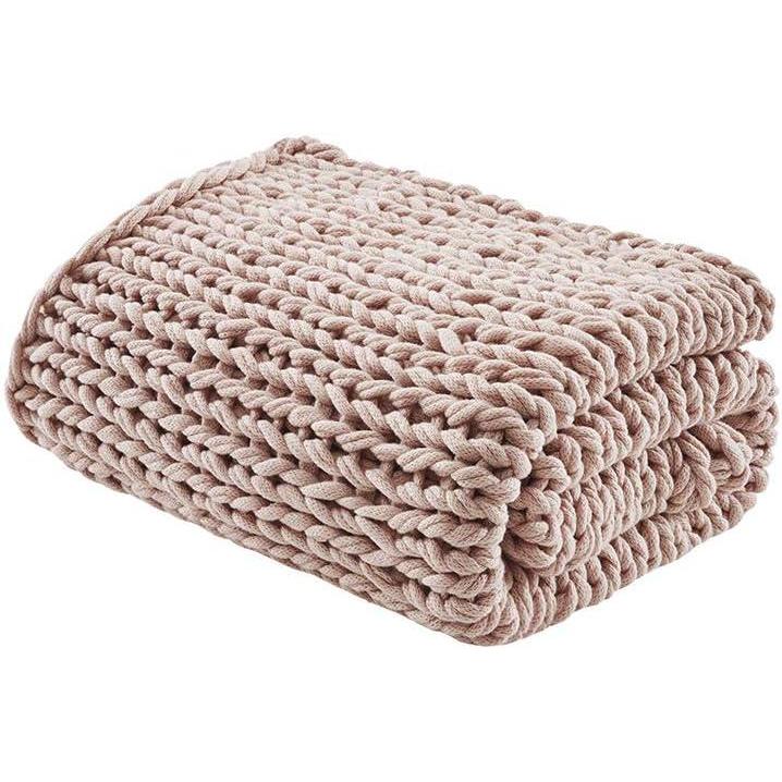 imageMadison Park Casual Acrylic Chunky Twice Knit Throw with Charcoal MP507315Blush
