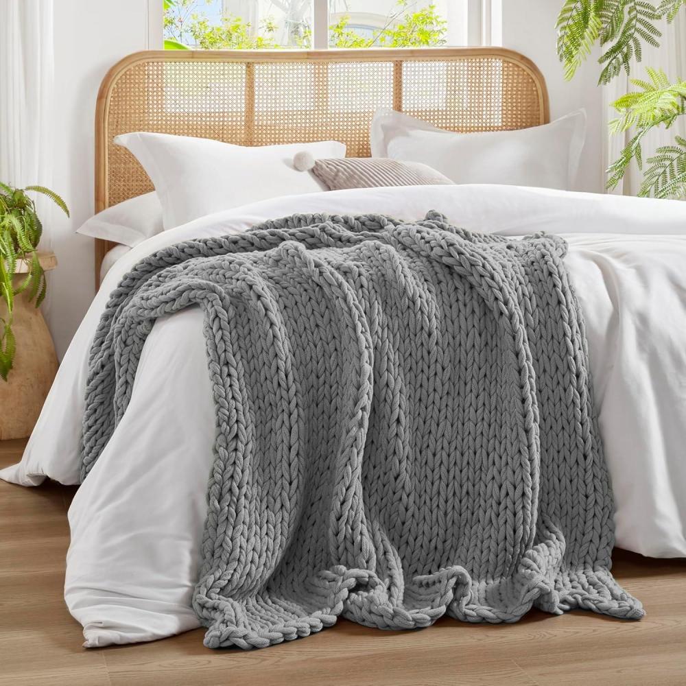 imageMadison Park Casual Acrylic Chunky Twice Knit Throw with Charcoal MP507315Charcoal