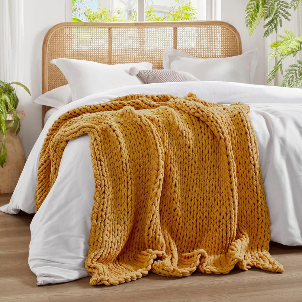 imageMadison Park Casual Acrylic Chunky Twice Knit Throw with Charcoal MP507315Yellow
