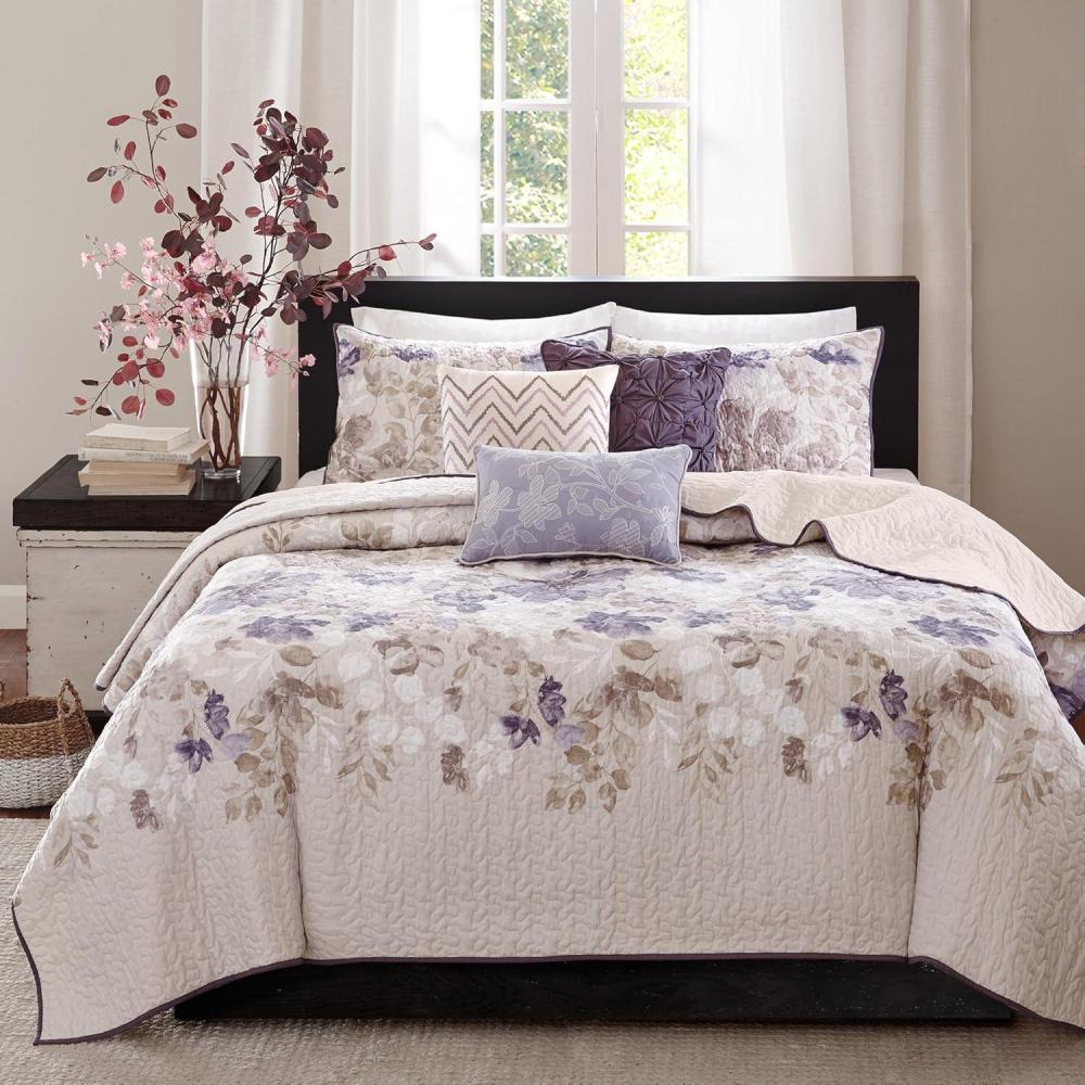 imageMadison Park Celeste Quilt Modern Classic Design All Season Breathable Coverlet Lightweight Bedding Set Matching Shams Decorative Pillow FullQueen90quotx90quot Ruffle White 4 PieceFloral Taupe