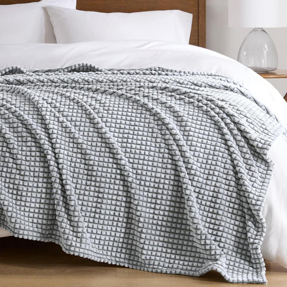 imageMadison Park Cozy Blanket Soft Plush Blanket Chic Backprinted Carved Texture Design Trendy All Seasons Lightweight Bedding for Summer Cover for Bed Couch ampamp Sofa FullQueen GreyGrey