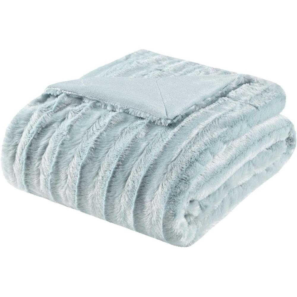 imageMadison Park Duke Luxury Throw Premium Soft Cozy Brushed Long Faux Fur For Bed Coach or Sofa 50x60 BlueBlue