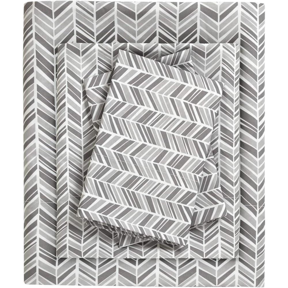 imageMadison Park Essentials Chevron Printed Ultra Soft 4 Piece Sheet Set Grey QueenGrey