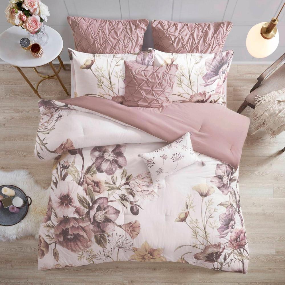 imageMadison Park Floral Queen Comforter Set Cotton Rich Bedding Set Feminine Design Shabby Chic Queen Size Comforter Sets All Season Bed Cover with Shams Bed Skirt Dcor Pillow Blush 8 PieceCassandra Blush
