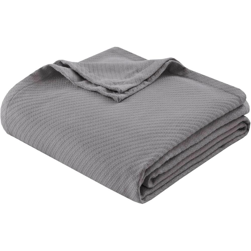 imageMadison Park Liquid Cotton Luxury Blanket Premium Soft Cozy 100 Ring Spun Cotton For Bed Couch or Sofa King Sea FoamGray