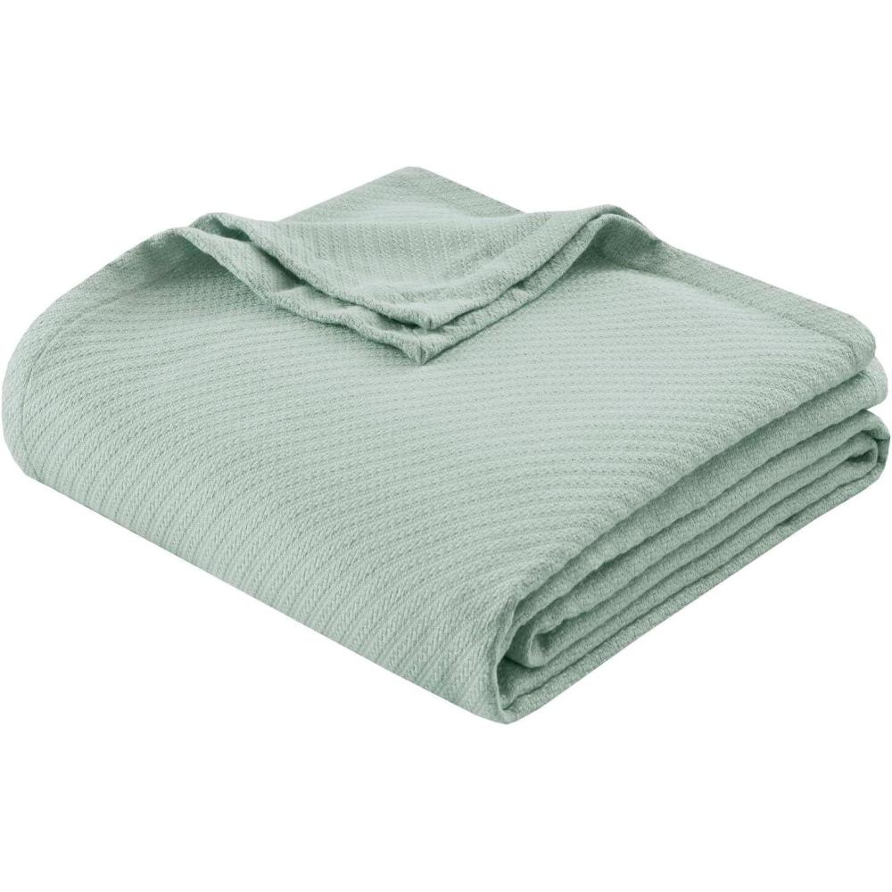 imageMadison Park Liquid Cotton Luxury Blanket Premium Soft Cozy 100 Ring Spun Cotton For Bed Couch or Sofa King Sea FoamSea Foam