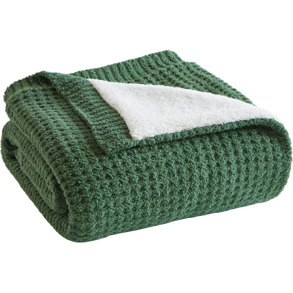 imageMadison Park Luxuriously Cozy Chenille Throw Blanket Waffle Weave Reversible Soft ampamp Warm Sherpa Throw Lightweight Breathable Waffle Throw Farmhouse Room Dcor Summer Blanket 50x60 RedGreen