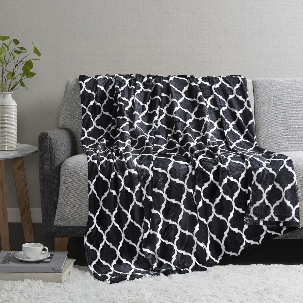 imageMadison Park Ogee Lightweight Throw Blanket Premium Microlight Design Spread Oversize Ultra Soft Cozy Living Room Couch Sofa Bed 60quotx70quot Grey Plush ThrowBlack Plush Throw