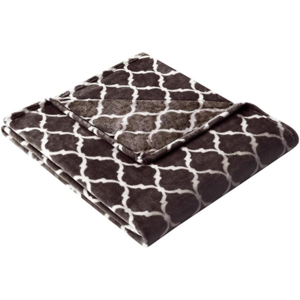 imageMadison Park Ogee Lightweight Throw Blanket Premium Microlight Design Spread Oversize Ultra Soft Cozy Living Room Couch Sofa Bed 60quotx70quot Grey Plush ThrowBrown Plush Throw