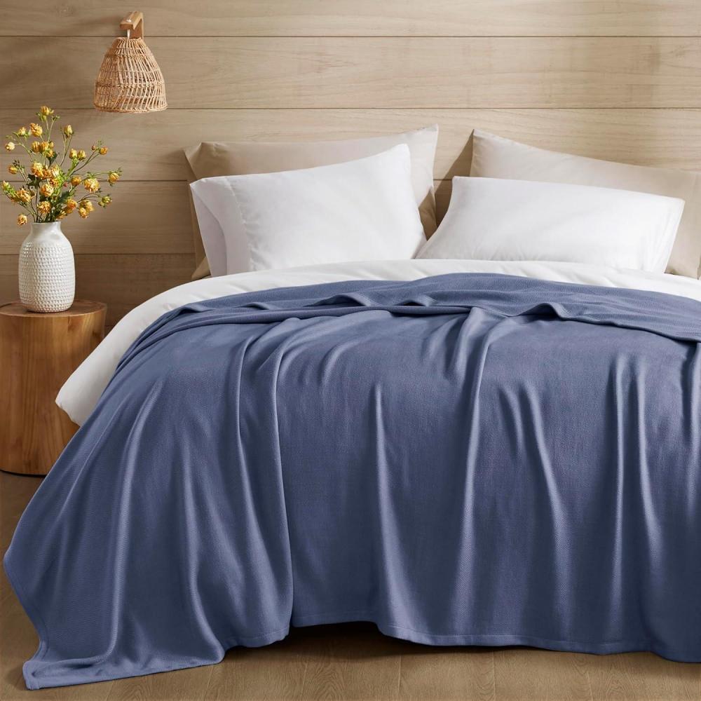 imageMadison Park Queen Size Blanket 70 Rayon BambooBased 30 Cotton Breathable for Hot Sleepers Menopause Ultra Soft and SnagResistant Summer Blanket for Bed or Couch Queen 90quotx90quot Sage GreenNavy