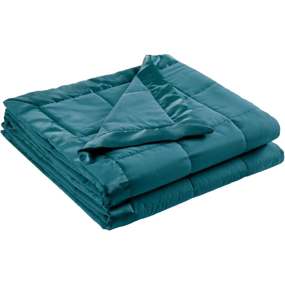 imageMadison Park Twin Blanket Quilted Microfiber Satin Binding 3M Scotchgard Moisture Wicking Treatment Soft and Lightweight Summer Blanket for Couch Windom Twin OrangeSatin Trim Teal