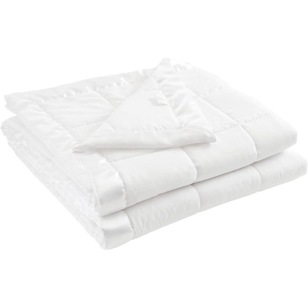 imageMadison Park Twin Blanket Quilted Microfiber Satin Binding 3M Scotchgard Moisture Wicking Treatment Soft and Lightweight Summer Blanket for Couch Windom Twin OrangeSatin Trim White