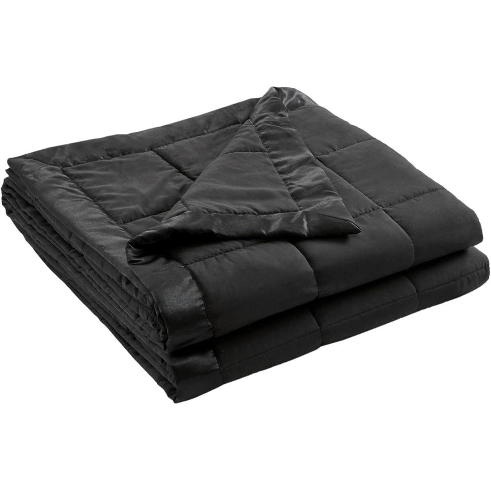 imageMadison Park Twin Blanket Quilted Microfiber Satin Binding 3M Scotchgard Moisture Wicking Treatment Soft and Lightweight Summer Blanket for Couch Windom Twin OrangeBlack