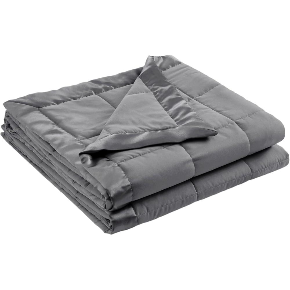 imageMadison Park Twin Blanket Quilted Microfiber Satin Binding 3M Scotchgard Moisture Wicking Treatment Soft and Lightweight Summer Blanket for Couch Windom Twin OrangeSatin Trim  Charcoal