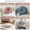 Intelligent Design Azza Floor Pillow, Large Cushions Sitting for Adults, Floor Pillow for Meditation or Yoga, Lustrous Chenille Tufted with Scalloped Edges for Bench/Chair Cushion, 20″x20″x5″ Ivory(Round Blush)